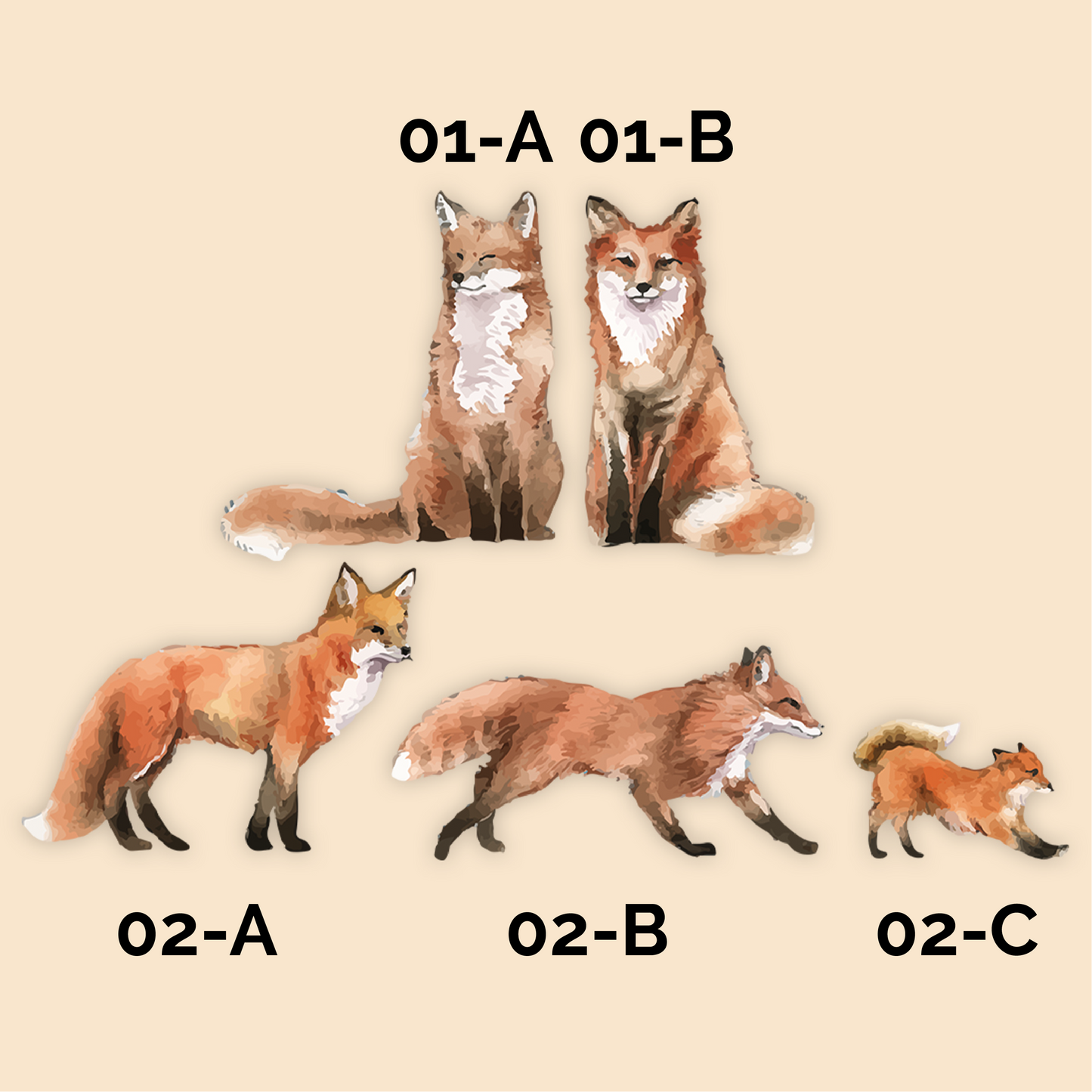 Watercolor Animals Foxes