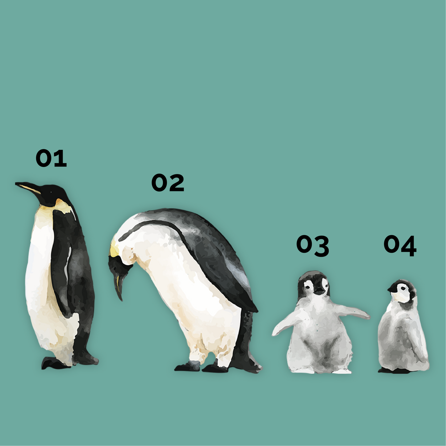 Watercolor Animals Penguins