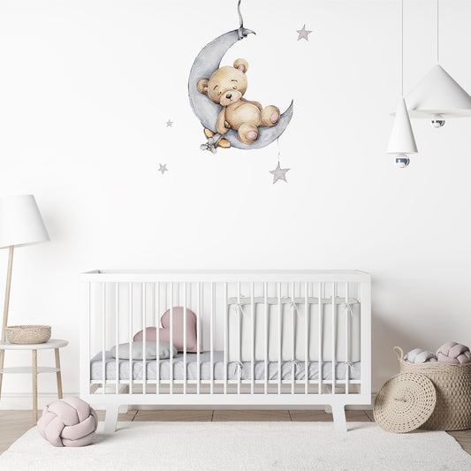 Watercolor Bear and Moon