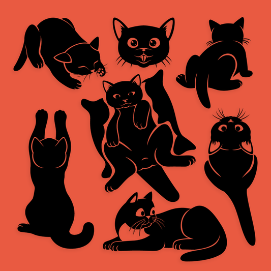 Black Cat Wall Decal Set