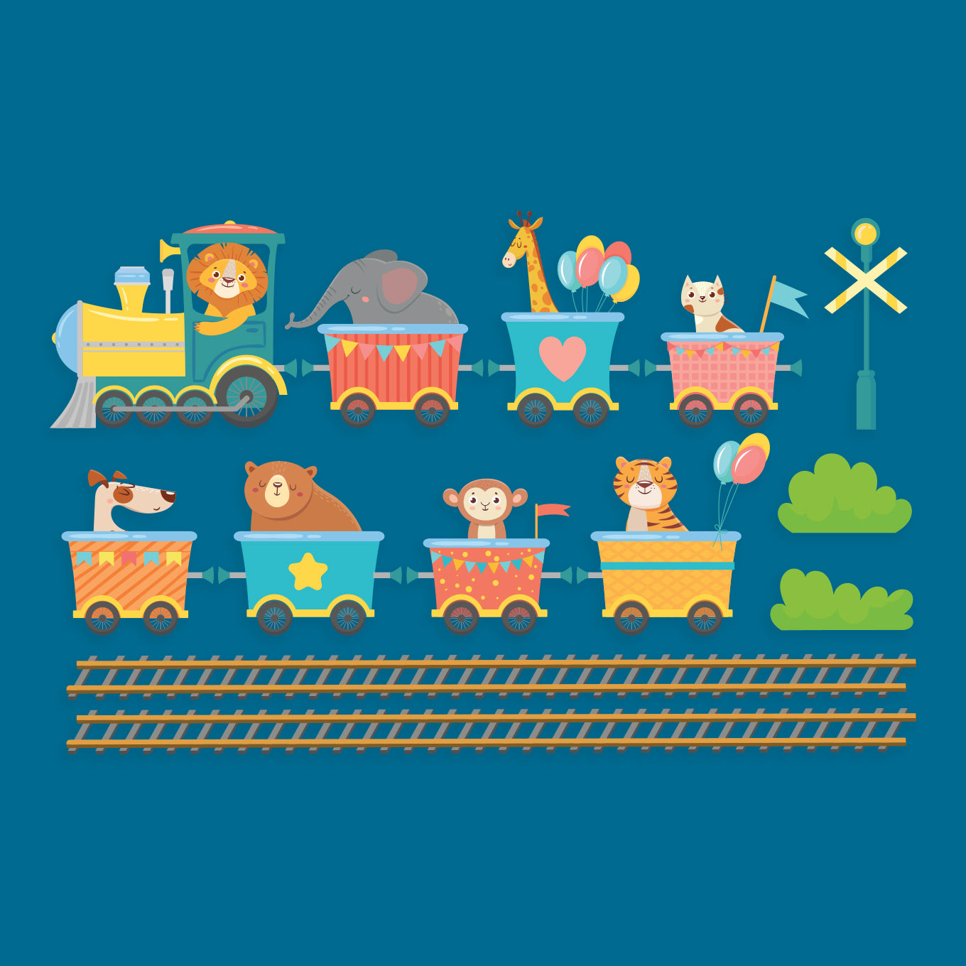 Cartoon Train Animals