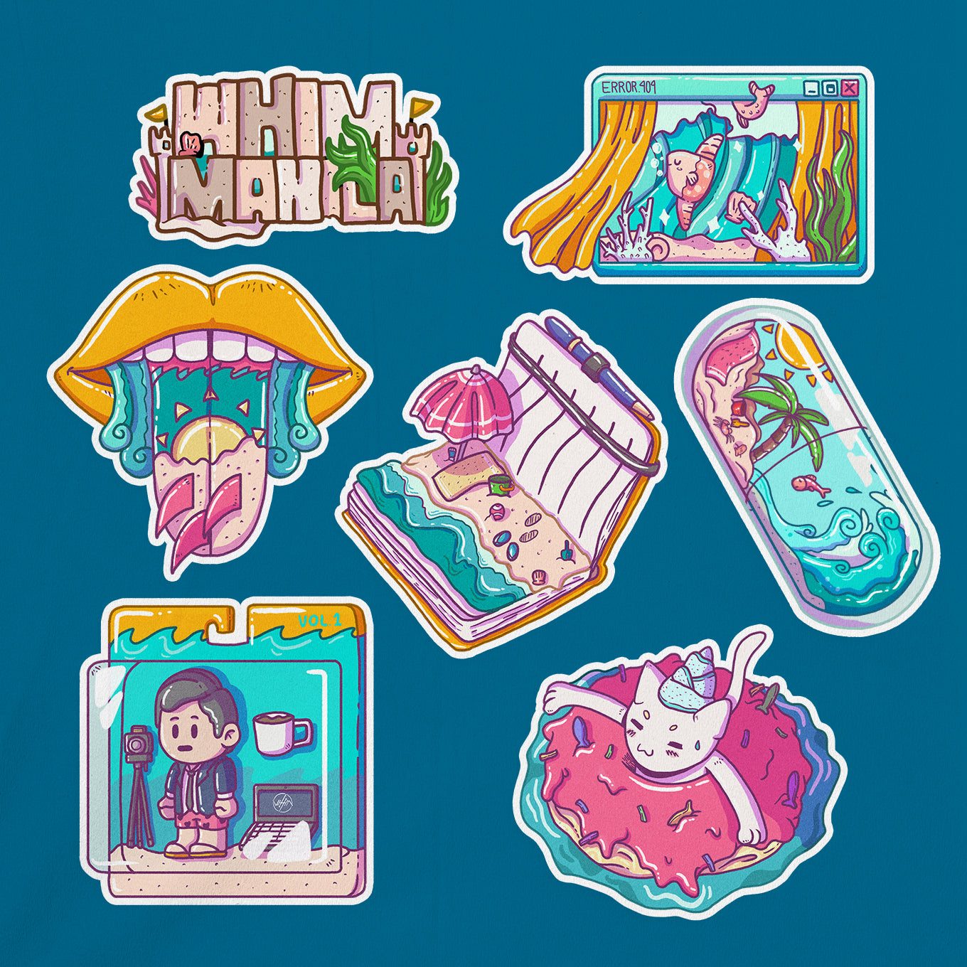 Summer in Neon Stay at Home Sticker Pack