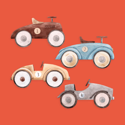 Watercolor Racing Cars