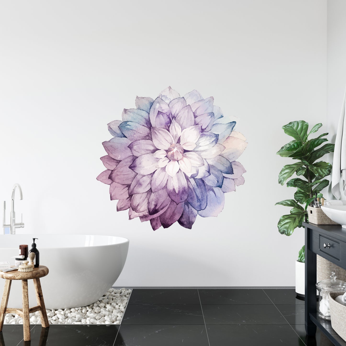 Watercolor Purple Flowers - B