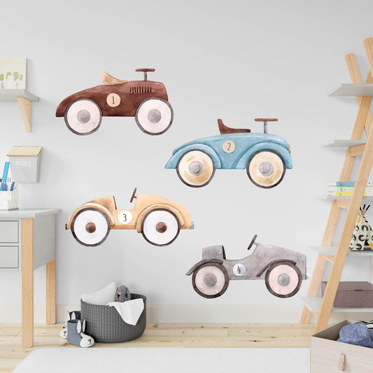 Watercolor Racing Cars