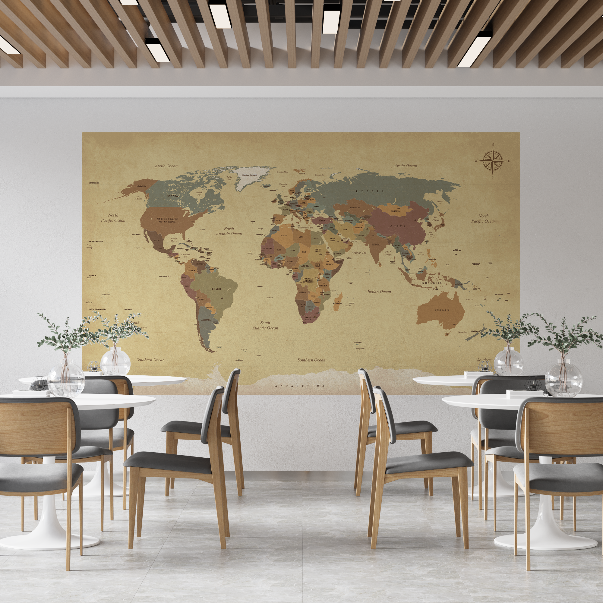 Large Vintage World Map Wallpaper Decal