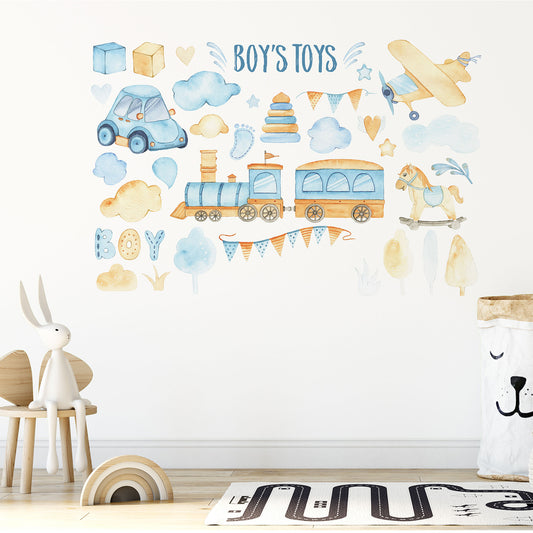Watercolor Boys Toys