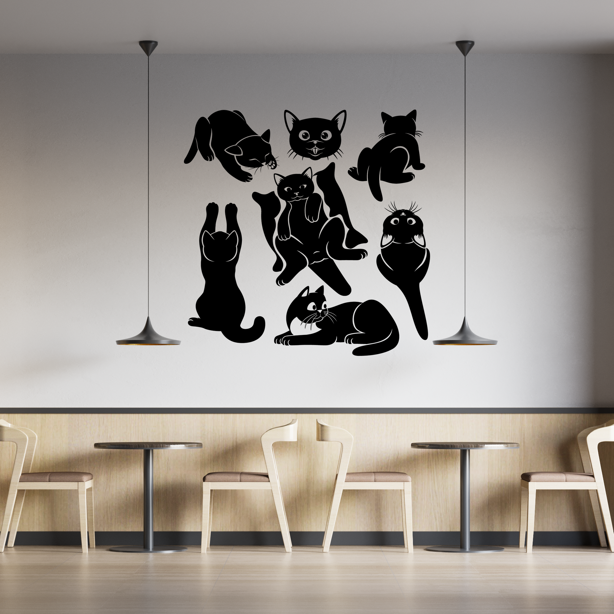 Black Cat Wall Decal Set