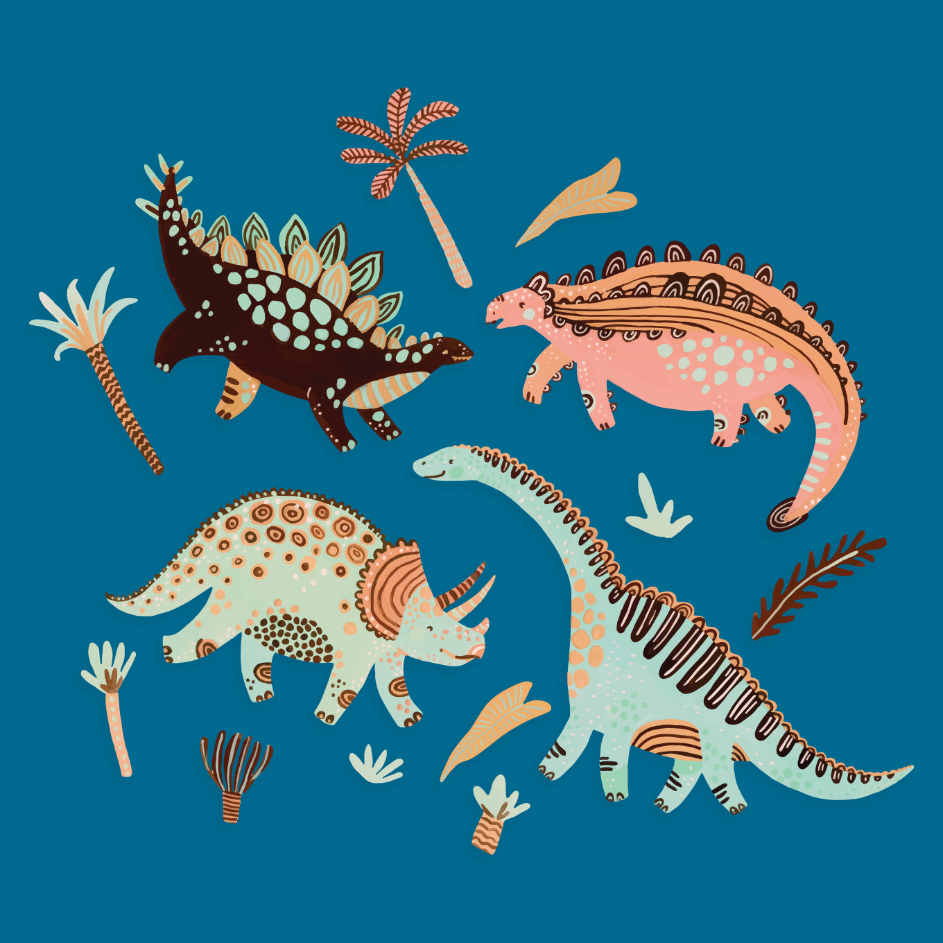 Pastel Color Dinosaurs