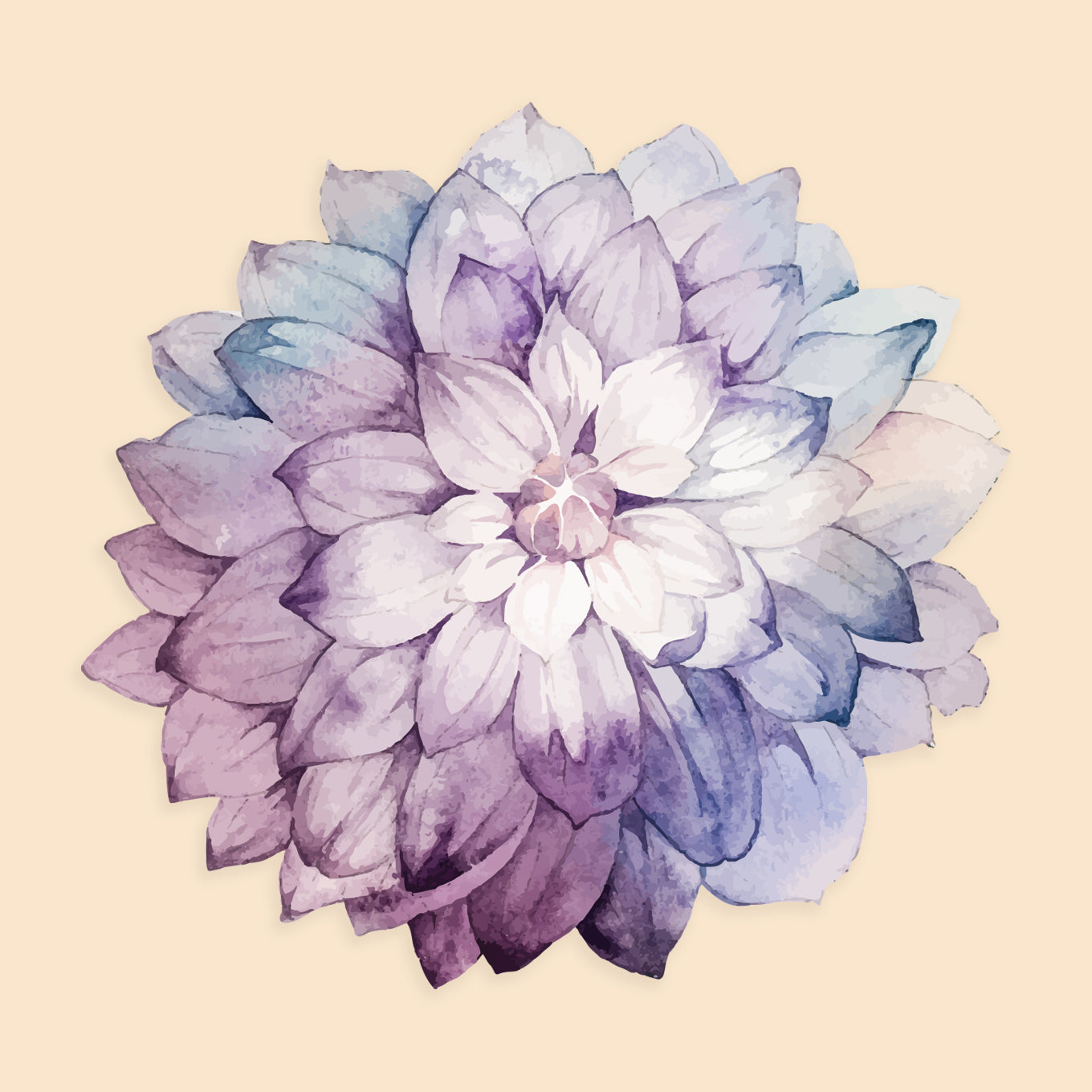 Watercolor Purple Flowers - B