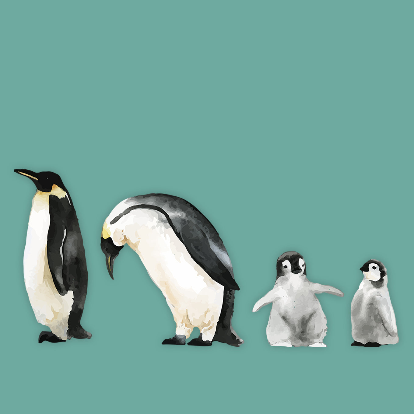 Watercolor Animals Penguins