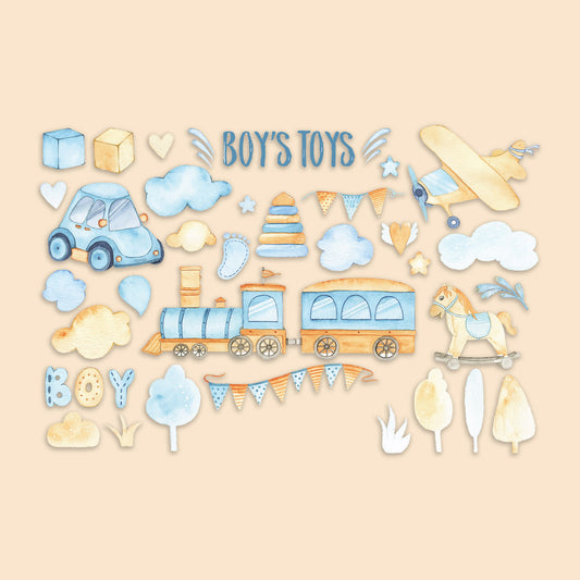 Watercolor Boys Toys
