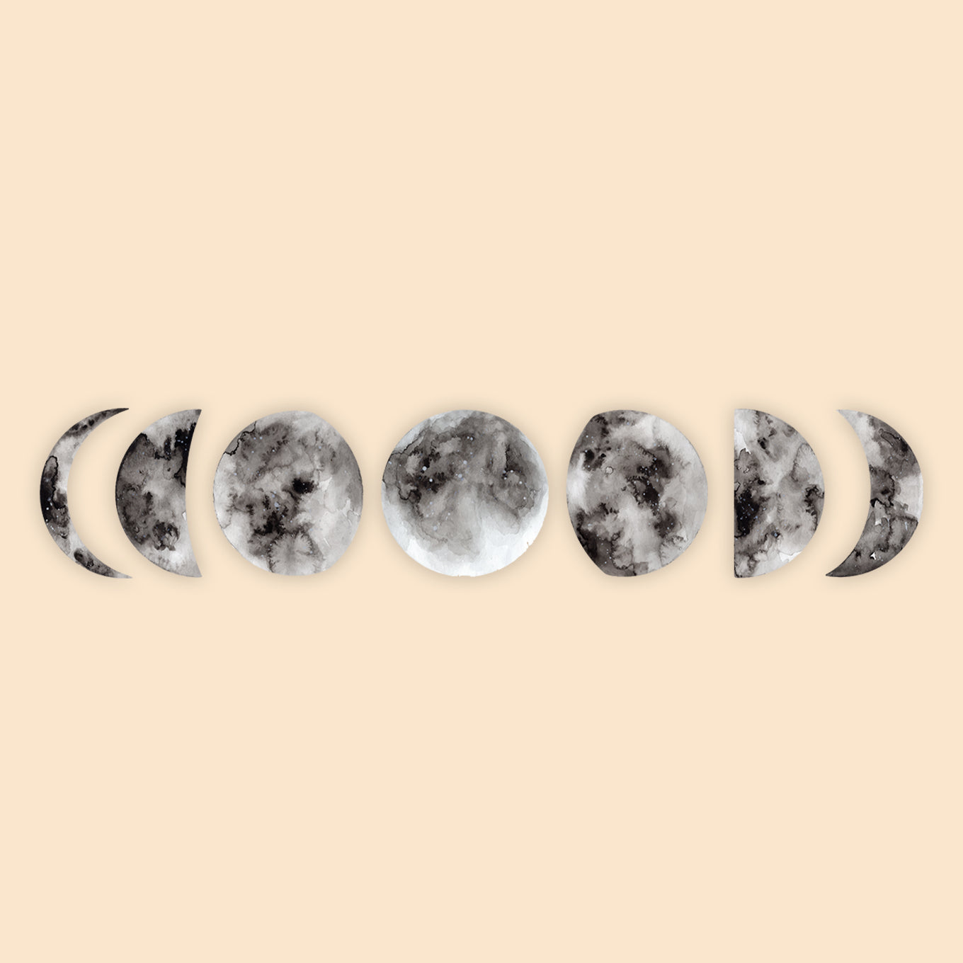 Watercolor Phases of the Moon