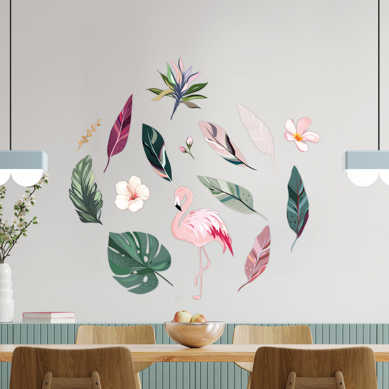 Leaves with Flamingo Decal Set