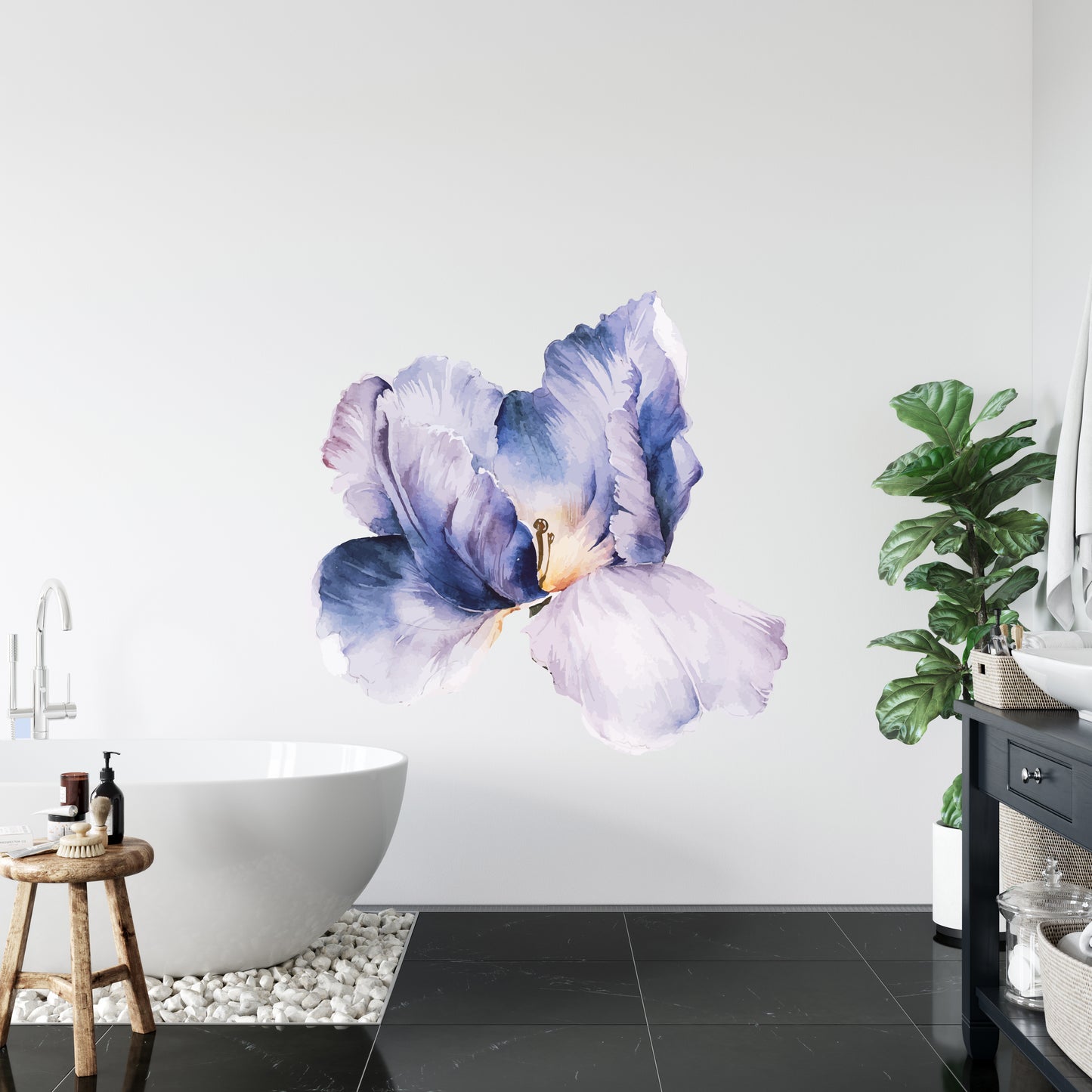 Watercolor Purple Flowers - A