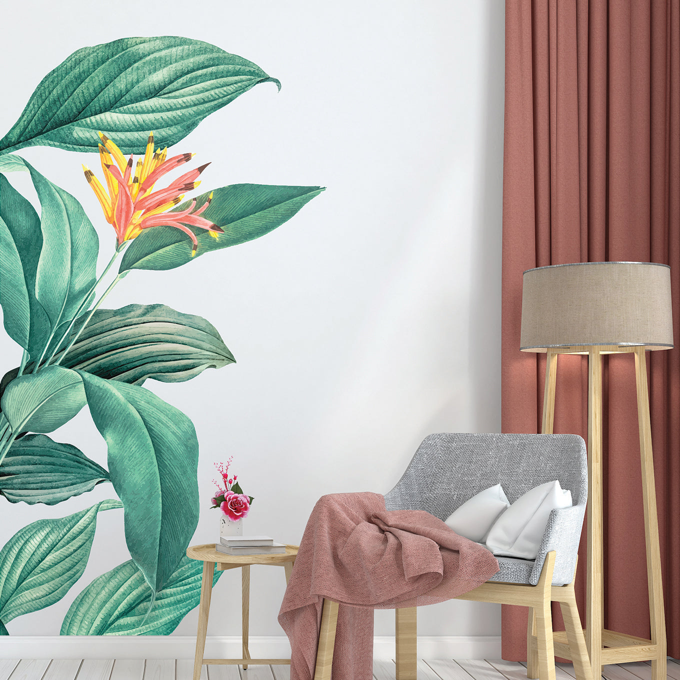 Parrot Heliconia Plant Corner Wall Decal